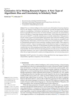 Generative AI in Writing Research Papers: A New Type of Algorithmic Bias
  and Uncertainty in Scholarly Work