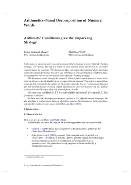 Arithmetics-Based Decomposition of Numeral Words -- Arithmetic Conditions give the Unpacking Strategy