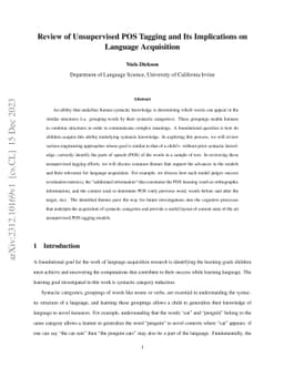 Review of Unsupervised POS Tagging and Its Implications on Language
  Acquisition