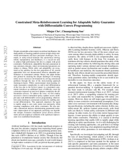 Constrained Meta-Reinforcement Learning for Adaptable Safety Guarantee
  with Differentiable Convex Programming
