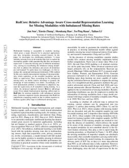 RedCore: Relative Advantage Aware Cross-modal Representation Learning
  for Missing Modalities with Imbalanced Missing Rates