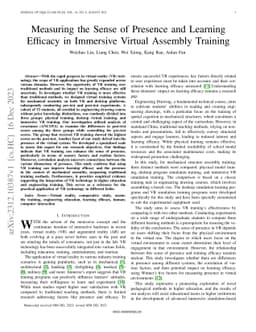 Measuring the Sense of Presence and Learning Efficacy in Immersive
  Virtual Assembly Training