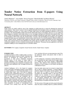 Tender Notice Extraction from E-papers Using Neural Network