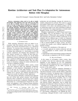 Runtime Architecture and Task Plan Co-Adaptation for Autonomous Robots
  with Metaplan