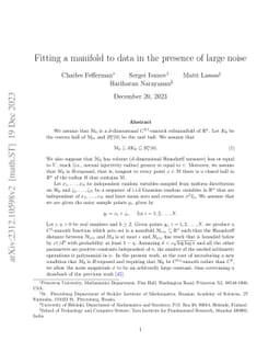 Fitting a manifold to data in the presence of large noise
