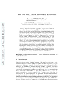 The Pros and Cons of Adversarial Robustness