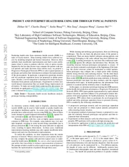 Predict and Interpret Health Risk using EHR through Typical Patients