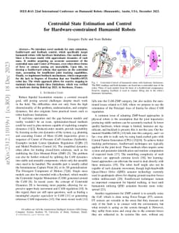 Centroidal State Estimation and Control for Hardware-constrained
  Humanoid Robots