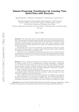 Volume-Preserving Transformers for Learning Time Series Data with
  Structure