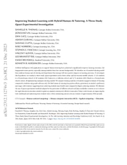 Improving Student Learning with Hybrid Human-AI Tutoring: A Three-Study
  Quasi-Experimental Investigation