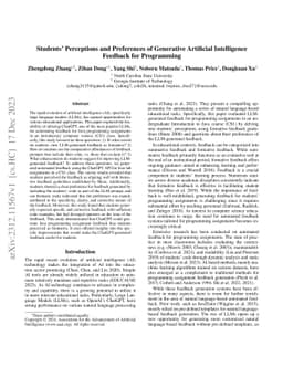 Students' Perceptions and Preferences of Generative Artificial
  Intelligence Feedback for Programming