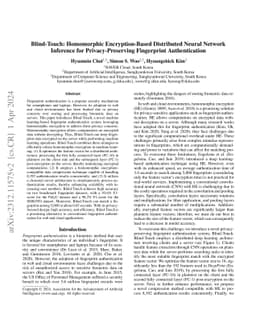 Blind-Touch: Homomorphic Encryption-Based Distributed Neural Network
  Inference for Privacy-Preserving Fingerprint Authentication