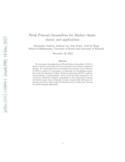 Weak Poincaré Inequalities for Markov chains: theory and applications