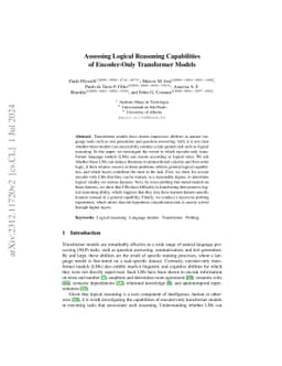 Assessing Logical Reasoning Capabilities of Encoder-Only Transformer
  Models