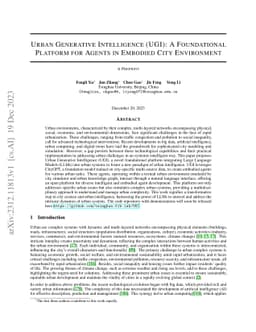 Urban Generative Intelligence (UGI): A Foundational Platform for Agents
  in Embodied City Environment