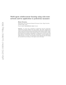 Multi-agent reinforcement learning using echo-state network and its
  application to pedestrian dynamics
