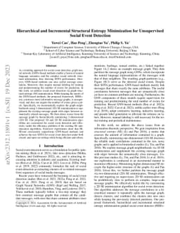 Hierarchical and Incremental Structural Entropy Minimization for
  Unsupervised Social Event Detection