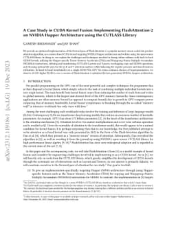 A Case Study in CUDA Kernel Fusion: Implementing FlashAttention-2 on
  NVIDIA Hopper Architecture using the CUTLASS Library