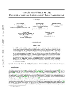 Toward Responsible AI Use: Considerations for Sustainability Impact
  Assessment