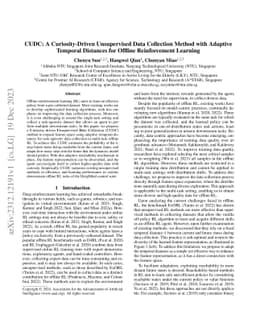 CUDC: A Curiosity-Driven Unsupervised Data Collection Method with
  Adaptive Temporal Distances for Offline Reinforcement Learning
