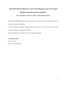 Automated speech audiometry: Can it work using open-source pre-trained
  Kaldi-NL automatic speech recognition?