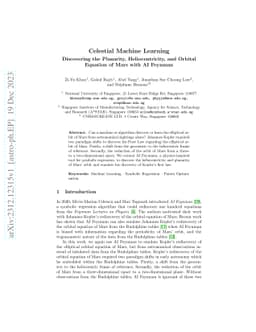 Celestial Machine Learning: Discovering the Planarity, Heliocentricity,
  and Orbital Equation of Mars with AI Feynman