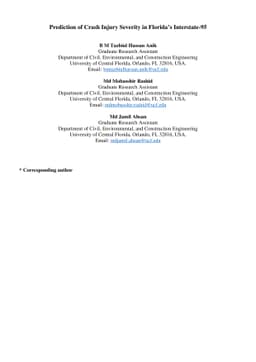 Prediction of Crash Injury Severity in Florida's Interstate-95