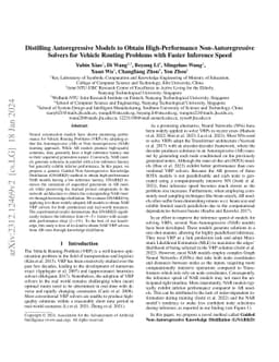 Distilling Autoregressive Models to Obtain High-Performance
  Non-Autoregressive Solvers for Vehicle Routing Problems with Faster Inference
  Speed