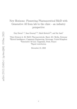 New Horizons: Pioneering Pharmaceutical R&D with Generative AI from lab
  to the clinic -- an industry perspective