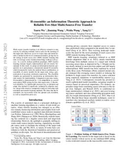 H-ensemble: An Information Theoretic Approach to Reliable Few-Shot
  Multi-Source-Free Transfer
