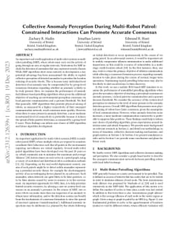 Collective Anomaly Perception During Multi-Robot Patrol: Constrained
  Interactions Can Promote Accurate Consensus