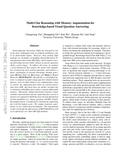 Multi-Clue Reasoning with Memory Augmentation for Knowledge-based Visual
  Question Answering