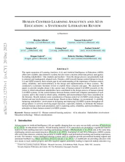 Human-Centred Learning Analytics and AI in Education: a Systematic
  Literature Review