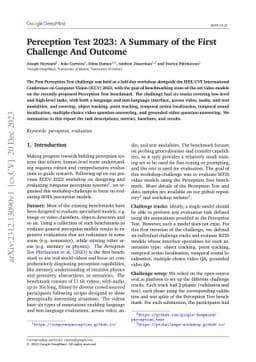 Perception Test 2023: A Summary of the First Challenge And Outcome