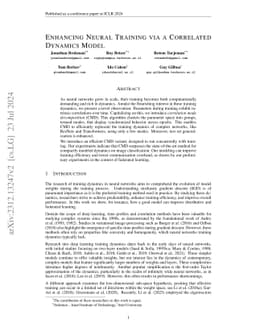 Enhancing Neural Training via a Correlated Dynamics Model