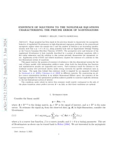 Existence of solutions to the nonlinear equations characterizing the
  precise error of M-estimators