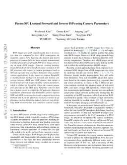 ParamISP: Learned Forward and Inverse ISPs using Camera Parameters