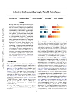 In-Context Reinforcement Learning for Variable Action Spaces
