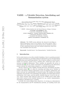 VADIS -- a VAriable Detection, Interlinking and Summarization system