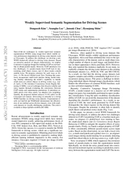Weakly Supervised Semantic Segmentation for Driving Scenes