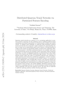 Distributed Quantum Neural Networks via Partitioned Features Encoding