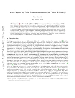 Arma: Byzantine Fault Tolerant consensus with Linear Scalability