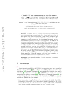 ChatGPT as a commenter to the news: can LLMs generate human-like
  opinions?