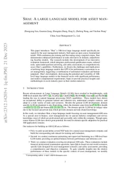Shai: A large language model for asset management