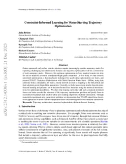 Constraint-Informed Learning for Warm Starting Trajectory Optimization