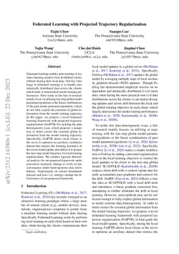 Federated Learning with Projected Trajectory Regularization