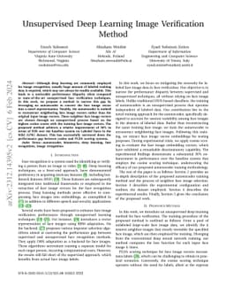Unsupervised Deep Learning Image Verification Method