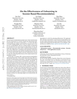 On the Effectiveness of Unlearning in Session-Based Recommendation