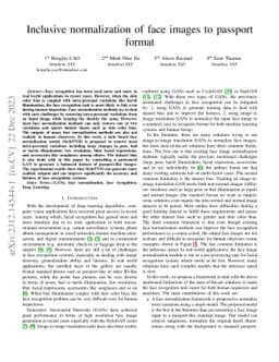 Inclusive normalization of face images to passport format