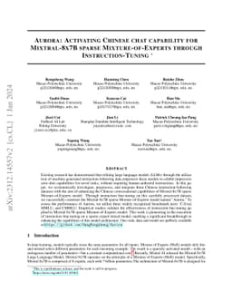 Aurora:Activating Chinese chat capability for Mixtral-8x7B sparse
  Mixture-of-Experts through Instruction-Tuning